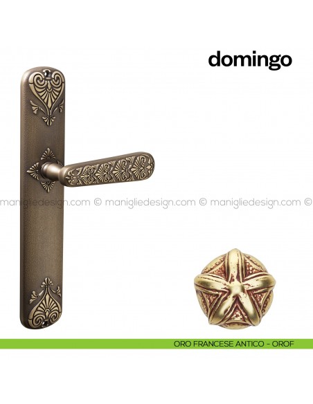 Maniglia per porta con placca Domingo Poggi Mariani Oro francese antico - OROF