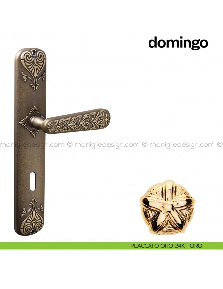Maniglia per porta con placca Domingo Poggi Mariani Placcato oro 24K - ORO foro patent