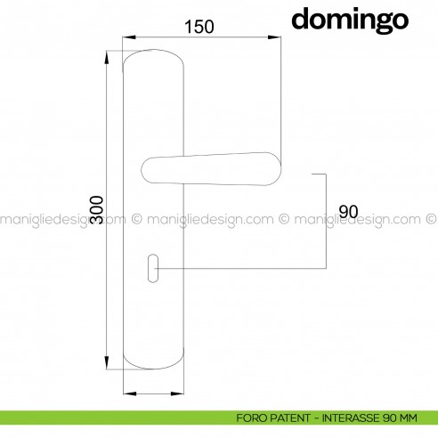 Maniglia per porta con placca Domingo Poggi Mariani foro patent interasse 90 mm