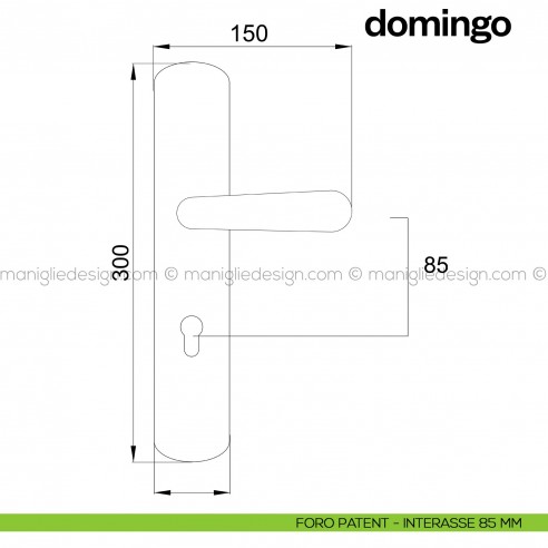 Maniglia per porta con placca Domingo Poggi Mariani foro yale 85 mm