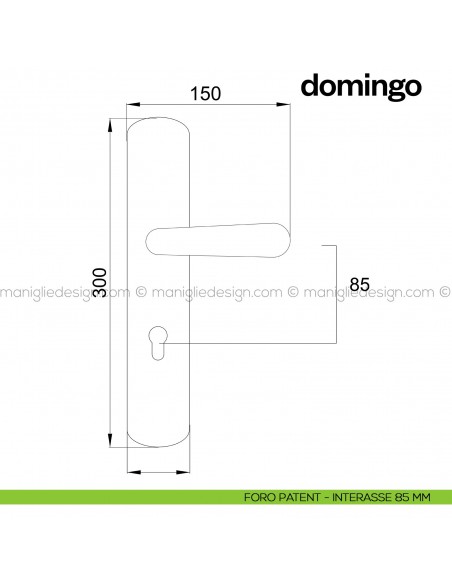 Maniglia per porta con placca Domingo Poggi Mariani foro yale 85 mm