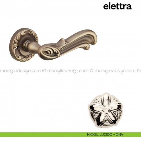 Maniglia per porta Elettra Poggi Mariani con rosetta tonda nickel lucido - ONV
