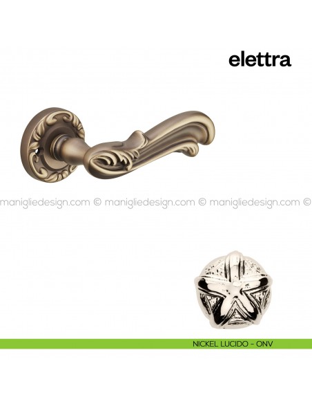 Maniglia per porta Elettra Poggi Mariani con rosetta tonda nickel lucido - ONV