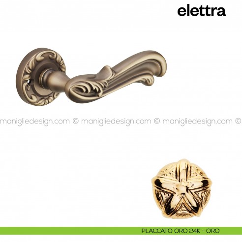 Maniglia per porta Elettra Poggi Mariani con rosetta tonda placcato oro 24K - ORO