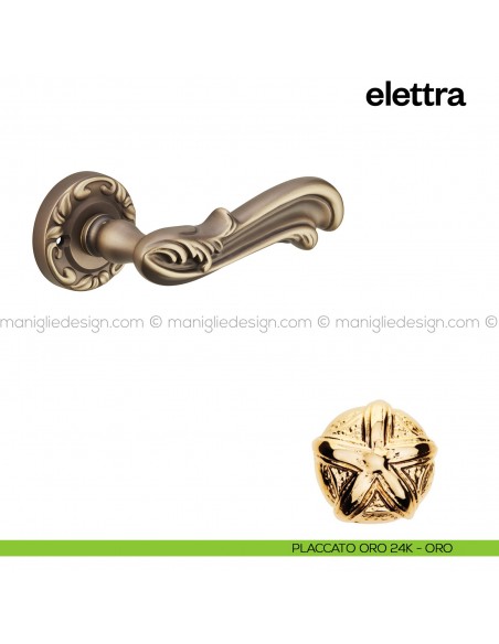 Maniglia per porta Elettra Poggi Mariani con rosetta tonda placcato oro 24K - ORO