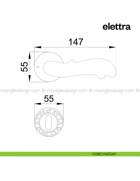 Maniglia per porta Elettra Poggi Mariani con rosetta tonda foro patent