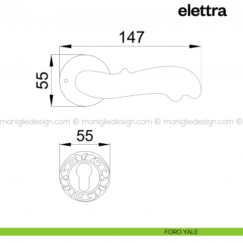 Maniglia per porta Elettra Poggi Mariani con rosetta tonda foro yale