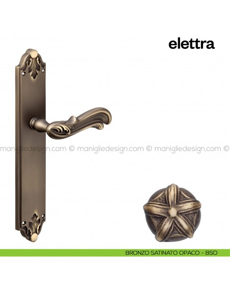 Maniglia per porta con placca Elettra Poggi Mariani bronzo satinato opaco - BSO cieca