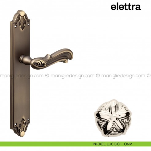 Maniglia per porta con placca Elettra Poggi Mariani nickel lucido - ONV cieca