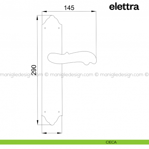Maniglia per porta con placca Elettra Poggi Mariani cieca