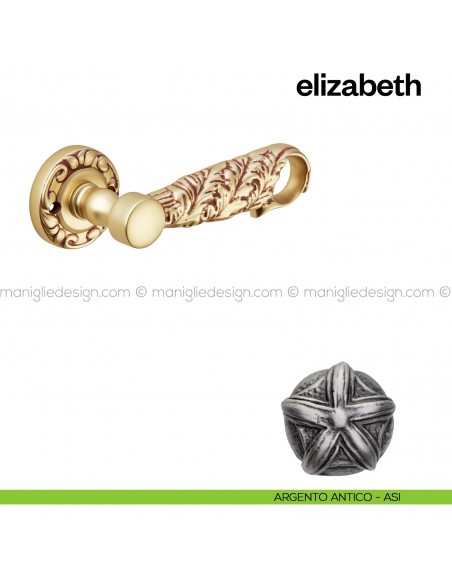 Maniglia per porta Elizabeth Poggi Mariani con rosetta argento antico - ASI