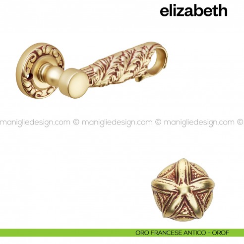 Maniglia per porta Elizabeth Poggi Mariani con rosetta oro francese antico - OROF