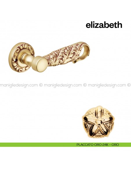 Maniglia per porta Elizabeth Poggi Mariani con rosetta placcato oro 24K - ORO