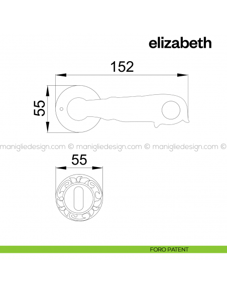 Maniglia per porta Elizabeth Poggi Mariani con rosetta foro patent