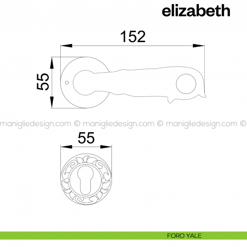 Maniglia per porta Elizabeth Poggi Mariani con rosetta foro yale