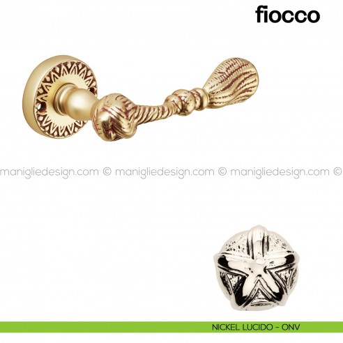 Maniglia per porta Fiocco Poggi Mariani con rosetta nickel lucido - ONV