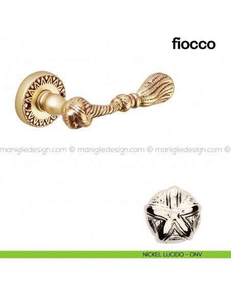 Maniglia per porta Fiocco Poggi Mariani con rosetta nickel lucido - ONV