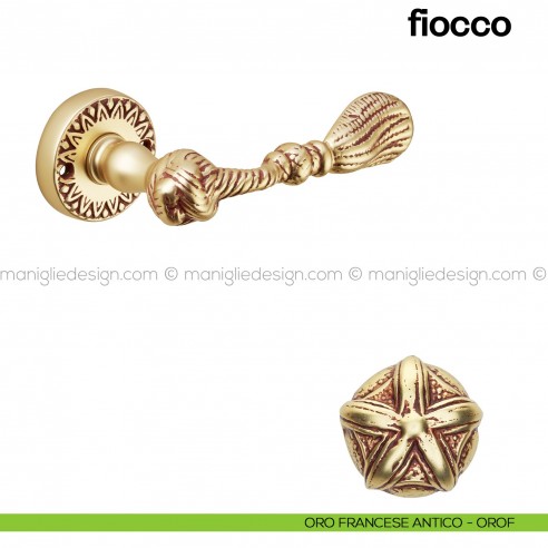 Maniglia per porta Fiocco Poggi Mariani con rosetta oro francese antico - OROF