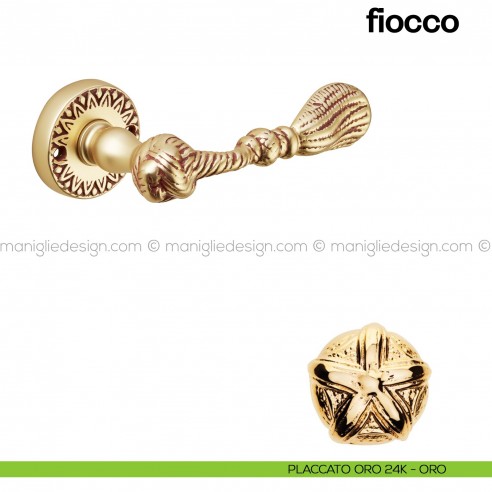 Maniglia per porta Fiocco Poggi Mariani con rosetta placcato oro 24K - ORO