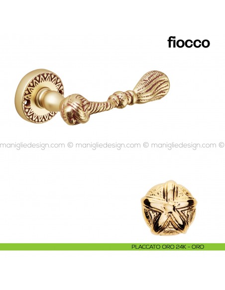 Maniglia per porta Fiocco Poggi Mariani con rosetta placcato oro 24K - ORO