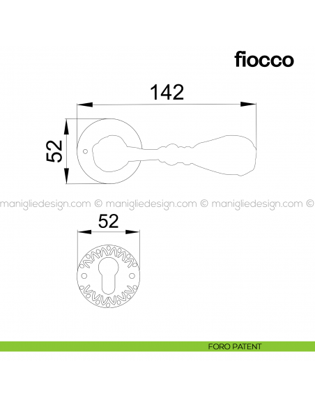 Maniglia per porta Fiocco Poggi Mariani con rosetta foro patent