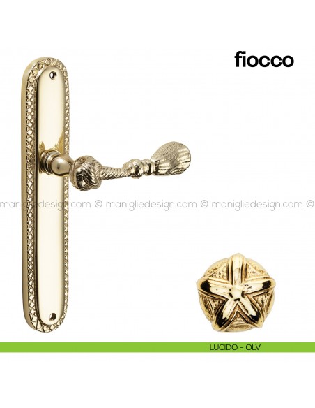 Maniglia per porta con placca Fiocco Poggi Mariani lucido - OLV cieca