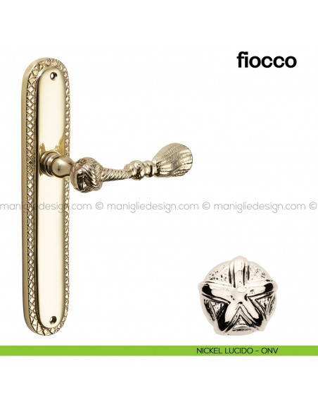 Maniglia per porta con placca Fiocco Poggi Mariani nickel lucido - ONV cieca
