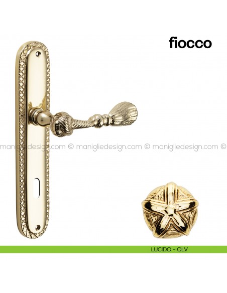 Maniglia per porta con placca Fiocco Poggi Mariani lucido - OLV foro patent