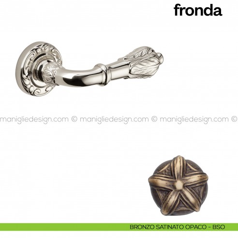Maniglia per porta Fronda Poggi Mariani con rosetta tonda bronzo satinato opaco - BSO
