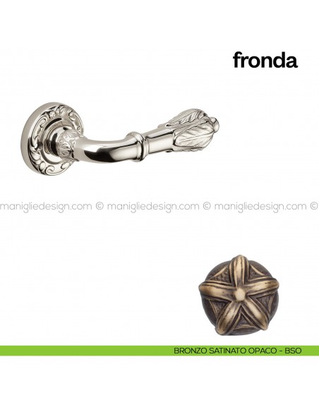 Maniglia per porta Fronda Poggi Mariani con rosetta tonda bronzo satinato opaco - BSO