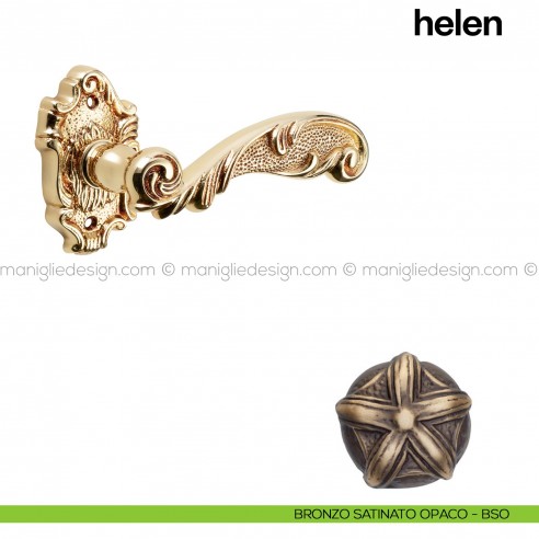 Maniglia per porta Helen Poggi Mariani con rosetta artistica Bronzo satinato opaco - BSO