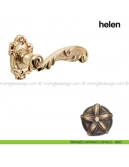 Maniglia per porta Helen Poggi Mariani con rosetta artistica Bronzo satinato opaco - BSO