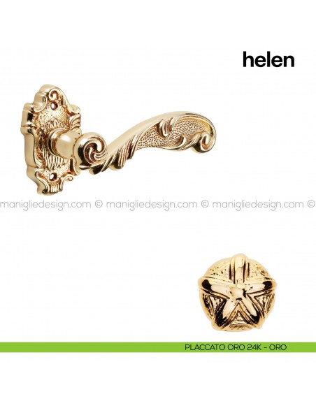 Maniglia per porta Helen Poggi Mariani con rosetta artistica Placcato oro 24K - ORO
