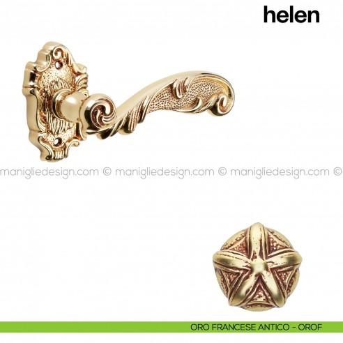 Maniglia per porta Helen Poggi Mariani con rosetta artistica Oro francesce antico - OROF