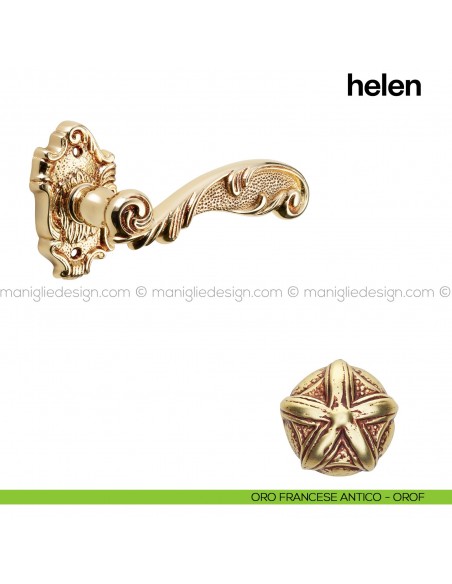 Maniglia per porta Helen Poggi Mariani con rosetta artistica Oro francesce antico - OROF