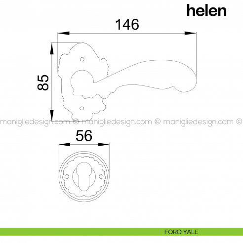 Maniglia per porta Helen Poggi Mariani con rosetta artistica foro yale