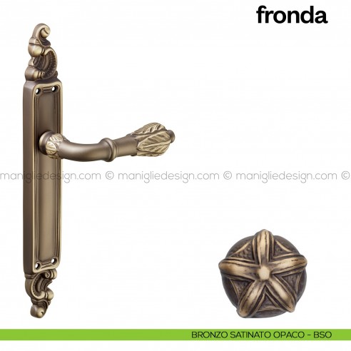 Maniglia per porta con placca Fronda Poggi Mariani bronzo satinato opaco - BSO cieca