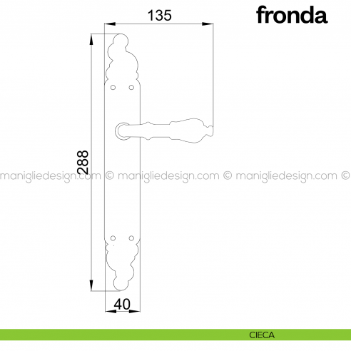 Maniglia per porta con placca Fronda Poggi Mariani cieca