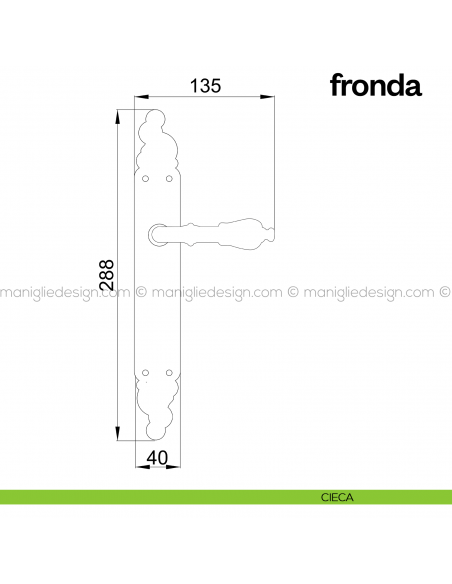Maniglia per porta con placca Fronda Poggi Mariani cieca