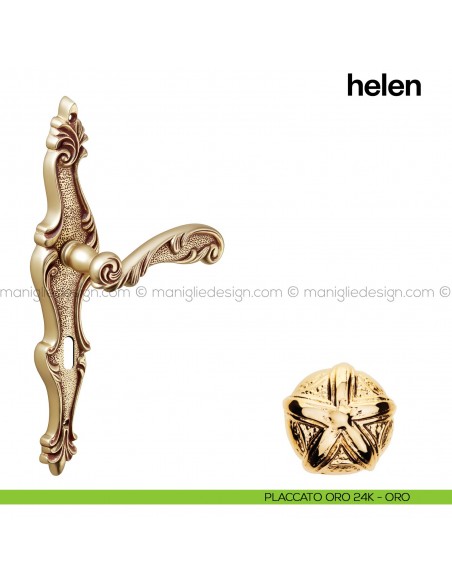 Maniglia per porta Helen con placca Poggi Mariani Placcato oro 24K - OROforo patent