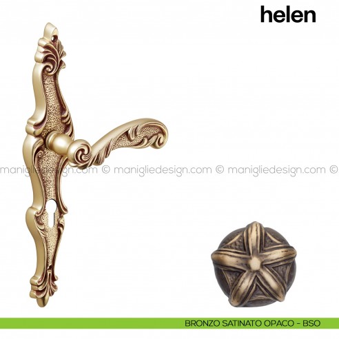 Maniglia per porta Helen con placca Poggi Mariani Bronzo satinato opaco - BSO foro yale