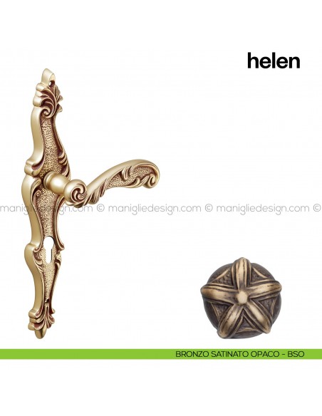 Maniglia per porta Helen con placca Poggi Mariani Bronzo satinato opaco - BSO foro yale