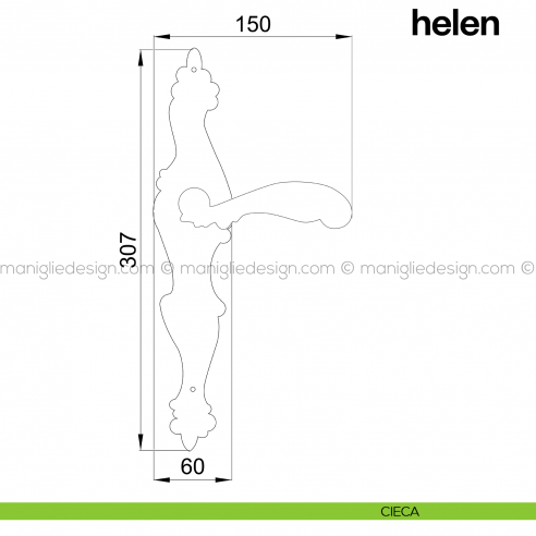 Maniglia per porta Helen con placca Poggi Mariani cieca