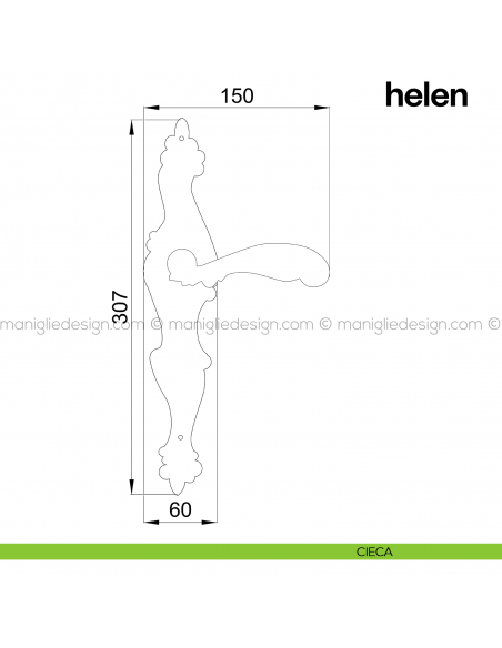 Maniglia per porta Helen con placca Poggi Mariani cieca