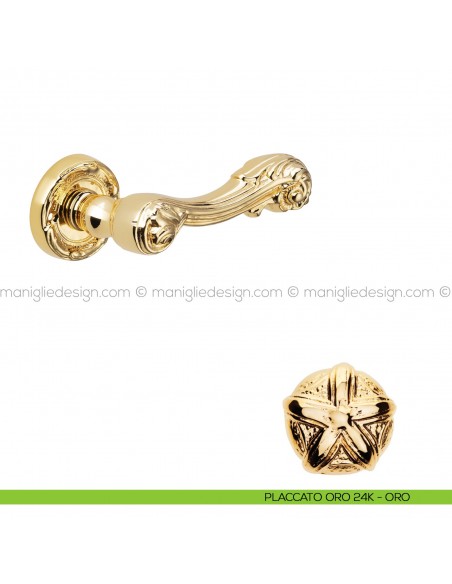 Maniglia per porta Isana Poggi Mariani con rosetta tonda placcato oro 24K - ORO