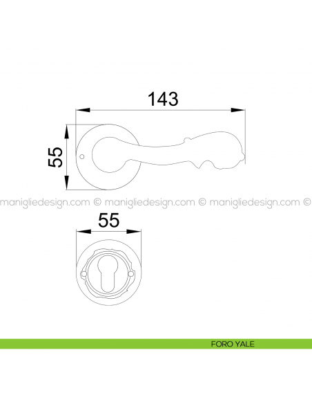 Maniglia per porta Isana Poggi Mariani con rosetta tonda foro yale