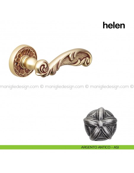 Maniglia per porta Helen Poggi Mariani con rosetta tonda Argento antico - ASI