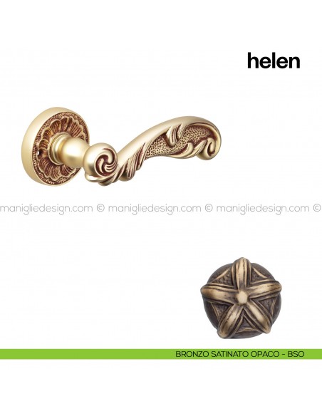 Maniglia per porta Helen Poggi Mariani con rosetta tonda Bronzo satinato opaco - BSO