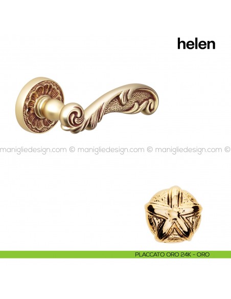 Maniglia per porta Helen Poggi Mariani con rosetta tonda Placcato oro 24K - ORO