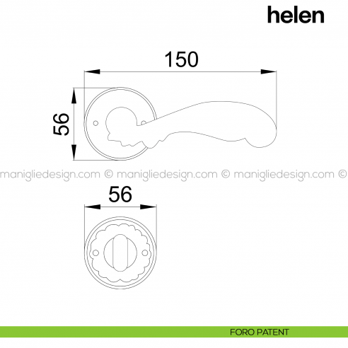 Maniglia per porta Helen Poggi Mariani con rosetta tonda foro patent